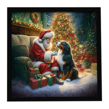 Load image into Gallery viewer, Bernese Mountain Dog and Santa Claus Framed Metal Print