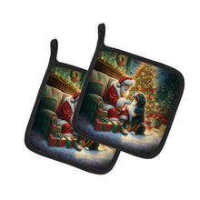 Load image into Gallery viewer, Bernese Mountain Dog and Santa Claus Pot Holders - Set of 2 Decorative Kitchen Helpers | Made in the USA