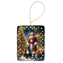 Load image into Gallery viewer, Bernese Mountain Dog and Santa Claus Porcelain Ornament