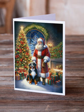 Load image into Gallery viewer, Bernese Mountain Dog and Santa Claus Greeting Cards - Blank Note Cards – 8-Pack of Artist-Designed Cards with Envelopes