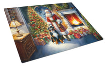 Load image into Gallery viewer, Bernese Mountain Dog and Santa Claus Glass Cutting Boards – Durable, Decorative Kitchen Art