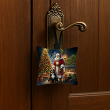 Load image into Gallery viewer, Bernese Mountain Dog and Santa Claus Hanging Square Fabric Ornament 3.5 × 3.5
