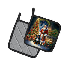 Load image into Gallery viewer, Bernese Mountain Dog and Santa Claus Pot Holders - Set of 2 Decorative Kitchen Helpers | Made in the USA