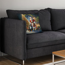 Load image into Gallery viewer, Bernese Mountain Dog and Santa Claus Throw Pillow - 14x14 Decorative Pillow – Art for Your Home &amp; Patio