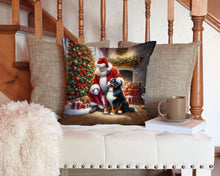 Load image into Gallery viewer, Bernese Mountain Dog and Santa Claus Throw Pillow - 14x14 Decorative Pillow – Art for Your Home &amp; Patio