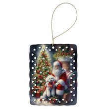 Load image into Gallery viewer, Bichon Frise and Santa Claus Porcelain Ornament