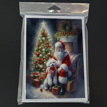 Load image into Gallery viewer, Bichon Frise and Santa Claus Greeting Cards - Blank Note Cards – 8-Pack of Artist-Designed Cards with Envelopes