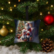 Load image into Gallery viewer, Bichon Frise and Santa Claus Hanging Square Fabric Ornament 3.5 × 3.5