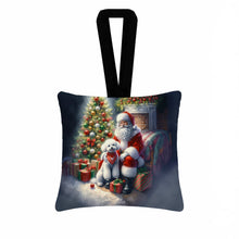 Load image into Gallery viewer, Bichon Frise and Santa Claus Hanging Square Fabric Ornament 3.5 × 3.5