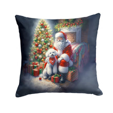 Load image into Gallery viewer, Bichon Frise and Santa Claus Throw Pillow - 14x14 Decorative Pillow – Art for Your Home &amp; Patio