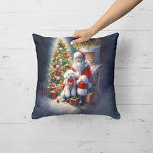 Load image into Gallery viewer, Bichon Frise and Santa Claus Throw Pillow
