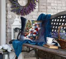 Load image into Gallery viewer, Bichon Frise and Santa Claus Throw Pillow