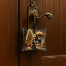 Load image into Gallery viewer, Bloodhound and Santa Claus Hanging Square Fabric Ornament 3.5 × 3.5