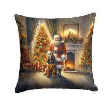 Load image into Gallery viewer, Bloodhound and Santa Claus Throw Pillow - 14x14 Decorative Pillow – Art for Your Home &amp; Patio