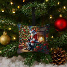 Load image into Gallery viewer, Bluetick Hound and Santa Claus Hanging Square Fabric Ornament 3.5 × 3.5