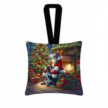 Load image into Gallery viewer, Bluetick Hound and Santa Claus Hanging Square Fabric Ornament 3.5 × 3.5