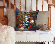 Load image into Gallery viewer, Bluetick Hound and Santa Claus Throw Pillow - 14x14 Decorative Pillow – Art for Your Home &amp; Patio