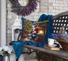 Load image into Gallery viewer, Bluetick Hound and Santa Claus Throw Pillow