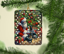 Load image into Gallery viewer, Bluetick Hound and Santa Claus Porcelain Ornament