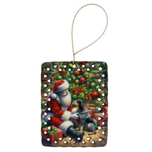 Load image into Gallery viewer, Bluetick Hound and Santa Claus Porcelain Ornament