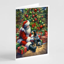 Load image into Gallery viewer, Bluetick Hound and Santa Claus Greeting Cards - Blank Note Cards – 8-Pack of Artist-Designed Cards with Envelopes