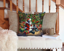 Load image into Gallery viewer, Bluetick Hound and Santa Claus Throw Pillow - 14x14 Decorative Pillow – Art for Your Home &amp; Patio