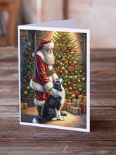 Load image into Gallery viewer, Border Collie and Santa Claus Greeting Cards - Blank Note Cards – 8-Pack of Artist-Designed Cards with Envelopes