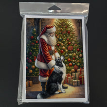 Load image into Gallery viewer, Border Collie and Santa Claus Greeting Cards - Blank Note Cards – 8-Pack of Artist-Designed Cards with Envelopes