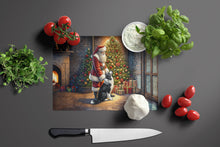 Load image into Gallery viewer, Border Collie and Santa Claus Glass Cutting Boards – Durable, Decorative Kitchen Art