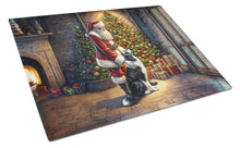 Load image into Gallery viewer, Border Collie and Santa Claus Glass Cutting Boards – Durable, Decorative Kitchen Art