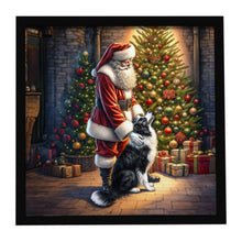 Load image into Gallery viewer, Border Collie and Santa Claus Framed Metal Print