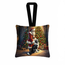 Load image into Gallery viewer, Border Collie and Santa Claus Hanging Square Fabric Ornament 3.5 × 3.5