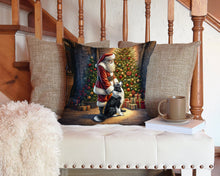 Load image into Gallery viewer, Border Collie and Santa Claus Throw Pillow - 14x14 Decorative Pillow – Art for Your Home &amp; Patio