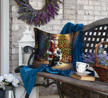 Load image into Gallery viewer, Border Collie and Santa Claus Throw Pillow
