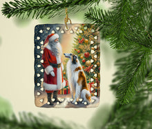 Load image into Gallery viewer, Borzoi and Santa Claus Porcelain Ornament