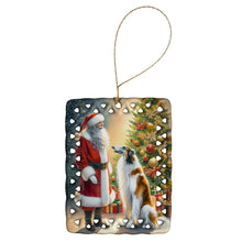 Load image into Gallery viewer, Borzoi and Santa Claus Porcelain Ornament