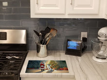 Load image into Gallery viewer, Borzoi and Santa Claus Glass Cutting Boards – Durable, Decorative Kitchen Art