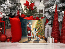 Load image into Gallery viewer, Borzoi and Santa Claus Throw Pillow - 14x14 Decorative Pillow – Art for Your Home &amp; Patio