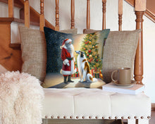 Load image into Gallery viewer, Borzoi and Santa Claus Throw Pillow - 14x14 Decorative Pillow – Art for Your Home &amp; Patio