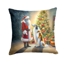 Load image into Gallery viewer, Borzoi and Santa Claus Throw Pillow - 14x14 Decorative Pillow – Art for Your Home &amp; Patio