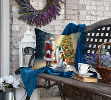 Load image into Gallery viewer, Borzoi and Santa Claus Throw Pillow