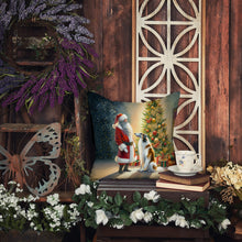 Load image into Gallery viewer, Borzoi and Santa Claus Throw Pillow
