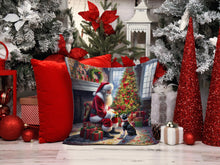 Load image into Gallery viewer, Boston Terrier and Santa Claus Throw Pillow - 14x14 Decorative Pillow – Art for Your Home &amp; Patio