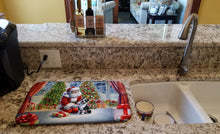 Load image into Gallery viewer, Boston Terrier and Santa Claus Dish Drying Mat