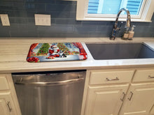 Load image into Gallery viewer, Boston Terrier and Santa Claus Dish Drying Mat