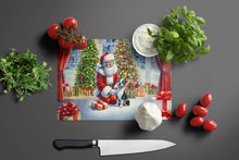 Load image into Gallery viewer, Boston Terrier and Santa Claus Glass Cutting Boards – Durable, Decorative Kitchen Art