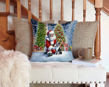 Load image into Gallery viewer, Boston Terrier and Santa Claus Throw Pillow - 14x14 Decorative Pillow – Art for Your Home &amp; Patio