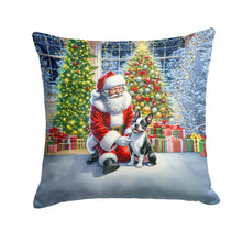 Load image into Gallery viewer, Boston Terrier and Santa Claus Throw Pillow - 14x14 Decorative Pillow – Art for Your Home &amp; Patio