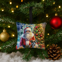 Load image into Gallery viewer, Boxer and Santa Claus Hanging Square Fabric Ornament 3.5 × 3.5