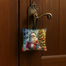 Load image into Gallery viewer, Boxer and Santa Claus Hanging Square Fabric Ornament 3.5 × 3.5
